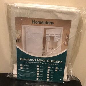 One Panel 100% White Linen Blackout Door Curtain